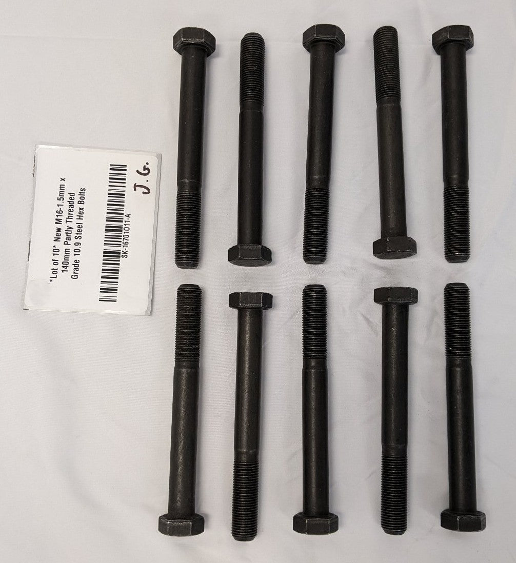 Lot/10 M16-1.5x140mm Grade 10.9 Black Oxide Hex Bolts