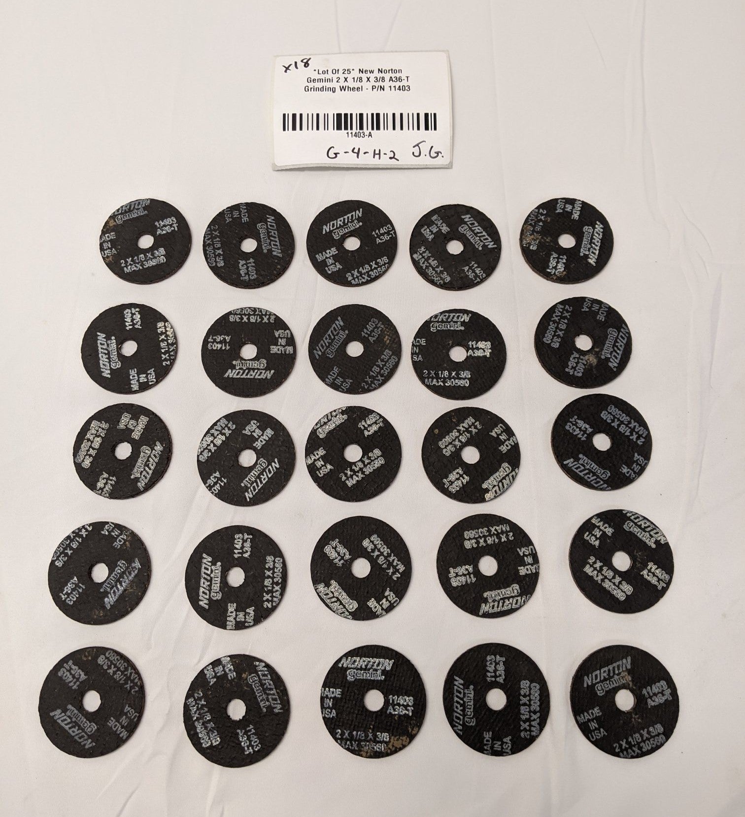 Norton Gemini 2" Grinding Wheel | Lot of 25 | A36-T | 30,560 RPM | Type 1