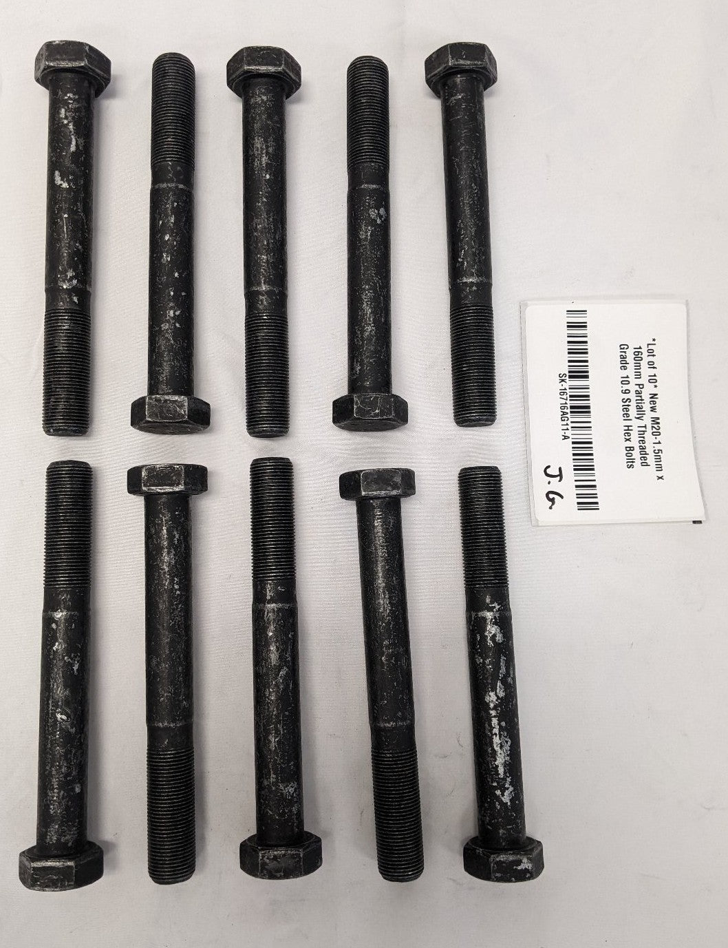 *Lot of 10* New M20-1.5mm x 160mm Partially Threaded Grade 10.9 Steel Hex Bolts