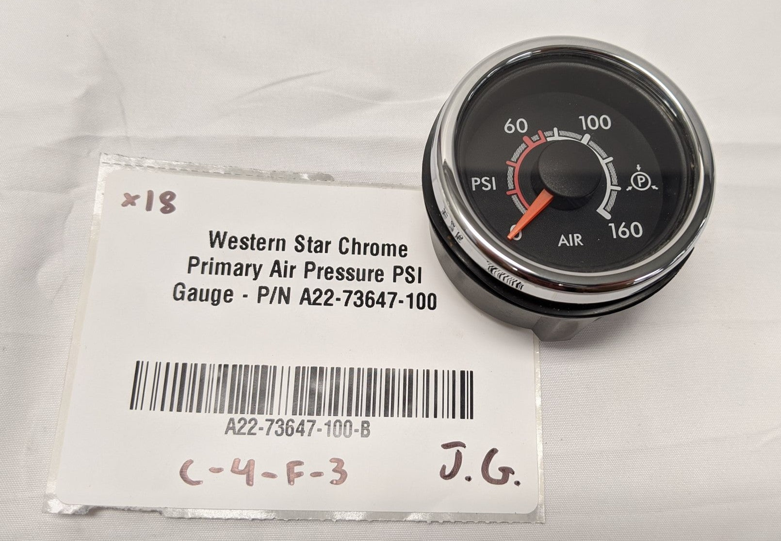Western Star Chrome Primary Air Pressure PSI Gauge - P/N A22-73647-100