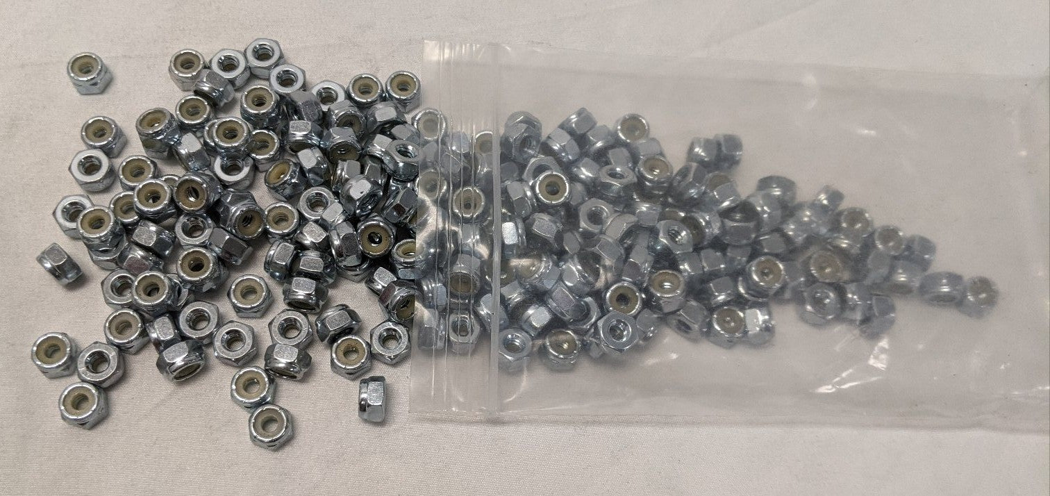 #8-32 Zinc Plated Nylon Insert Lock Nuts - Lot of 200 - Grade 8 Coarse Thread Nylock