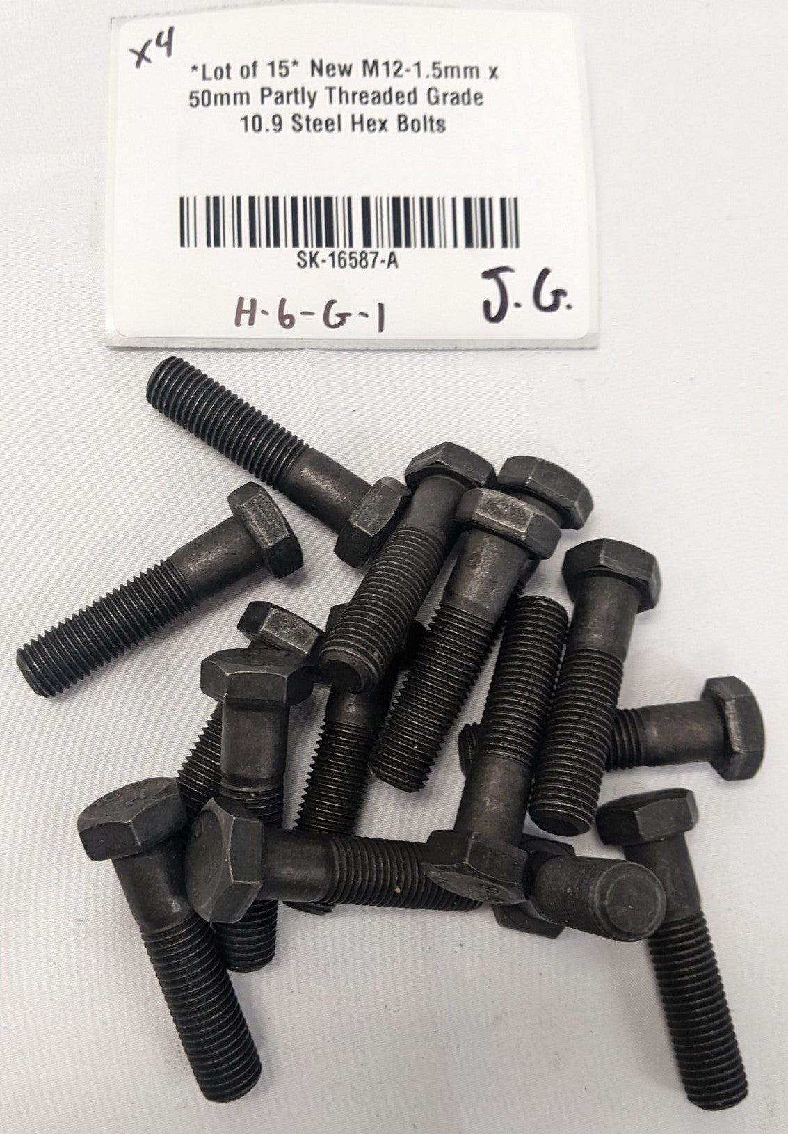 *Lot of 15* New M12-1.5mm x 50mm Partly Threaded Grade 10.9 Steel Hex Bolts
