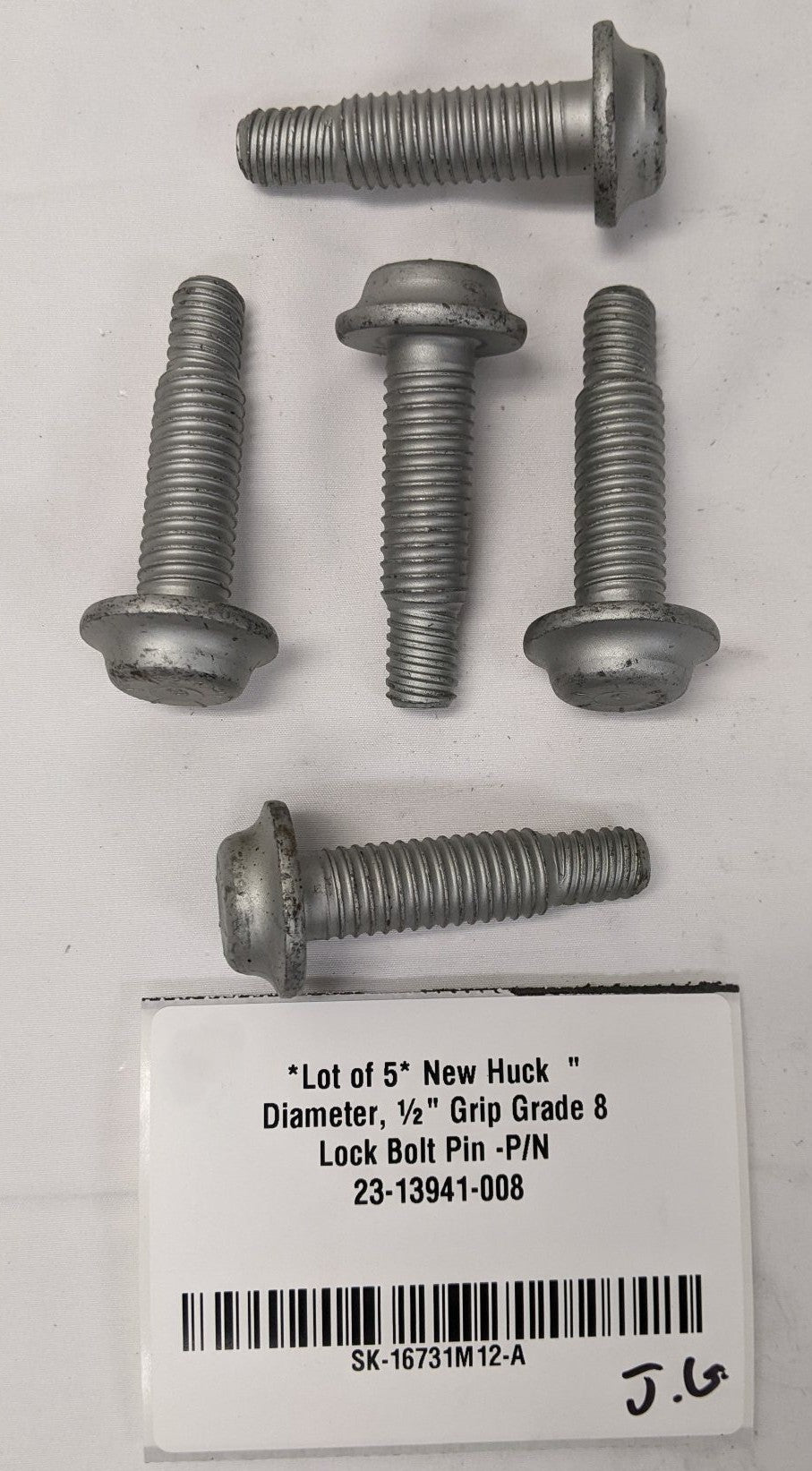 *Lot of 5* New Huck ⅝" Diameter, ½" Grip Grade 8 Lock Bolt Pin -P/N 23-13941-008