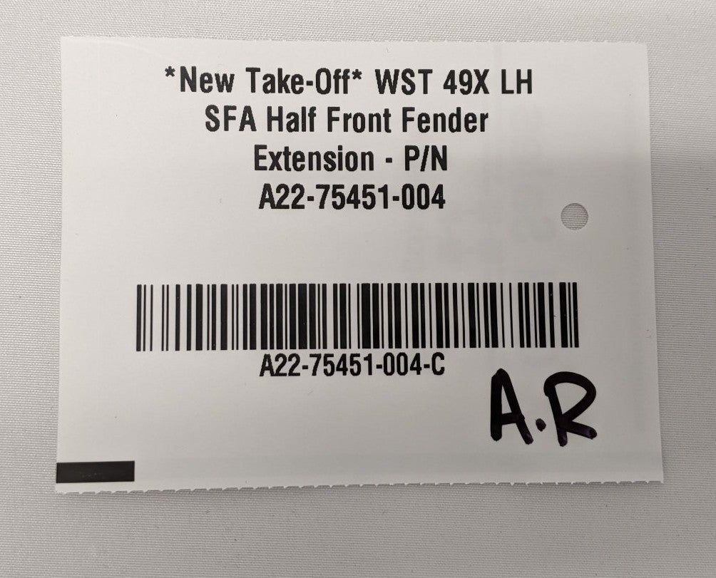 *New Take-Off* WST 49X SFA LH Half Front Fender Extension - P/N A22-75451-004