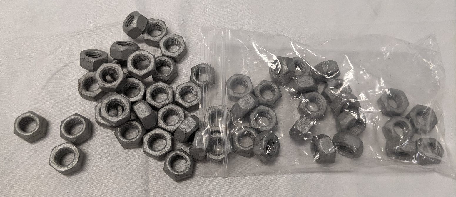 7/16"-20 Grade 8 Locking Nuts - Lot of 50 - Galvanized Steel Fine Thread