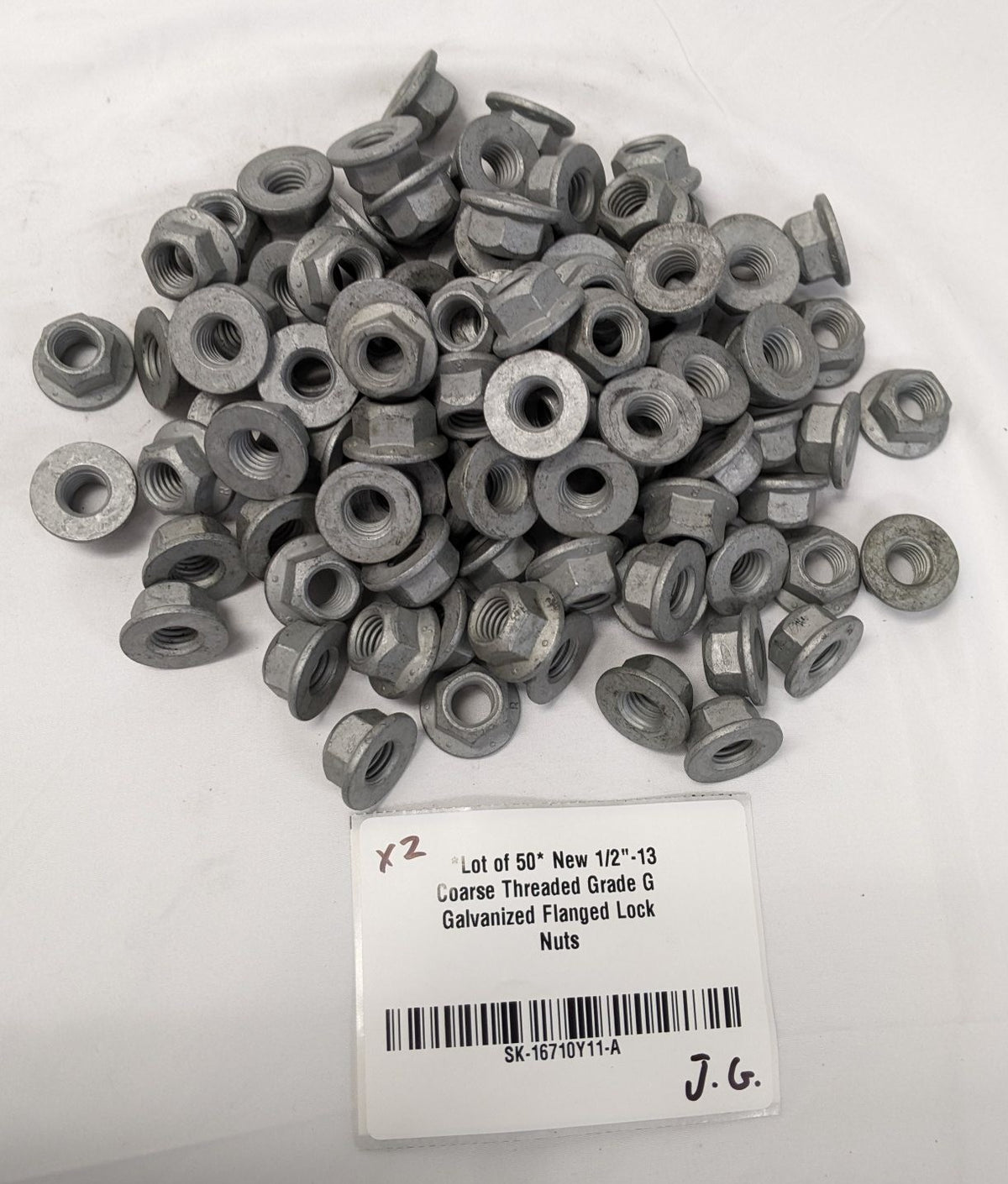 Lot/50 1/2"-13 Grade G Galvanized Flanged Lock Nuts