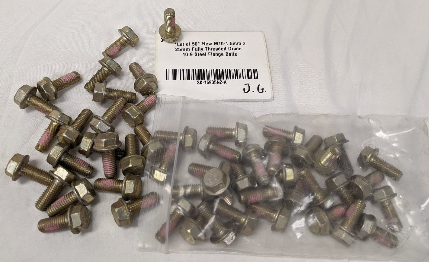 *Lot of 50* New M10-1.5mm x 25mm Fully Threaded Grade 10.9 Steel Flange Bolts