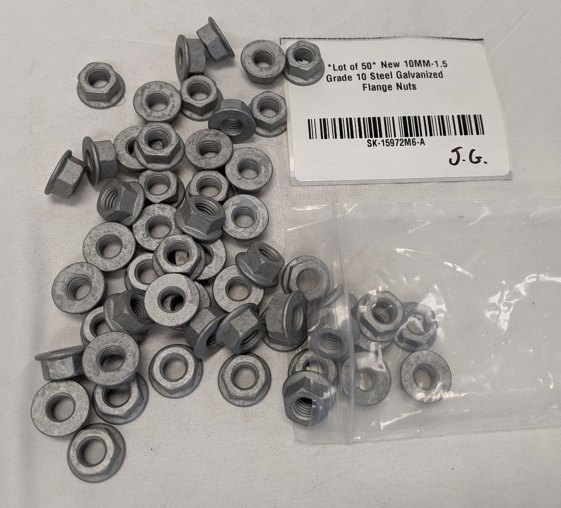 *Lot of 50* New 10MM-1.5 Grade 10 Steel Galvanized Flange Nuts