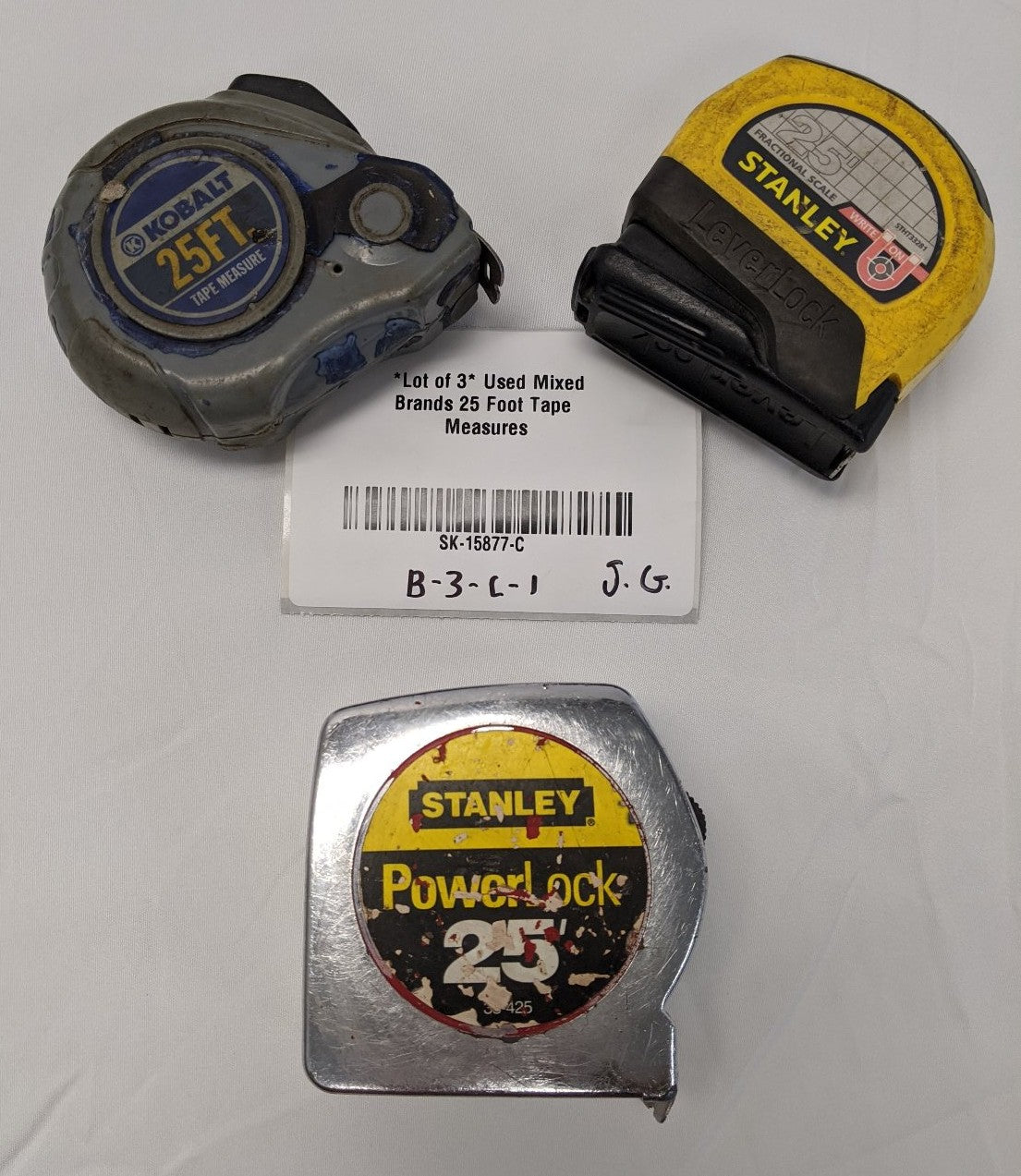 25 Foot Tape Measures | Lot of 3 | Mixed Brands | Construction Tools | Used