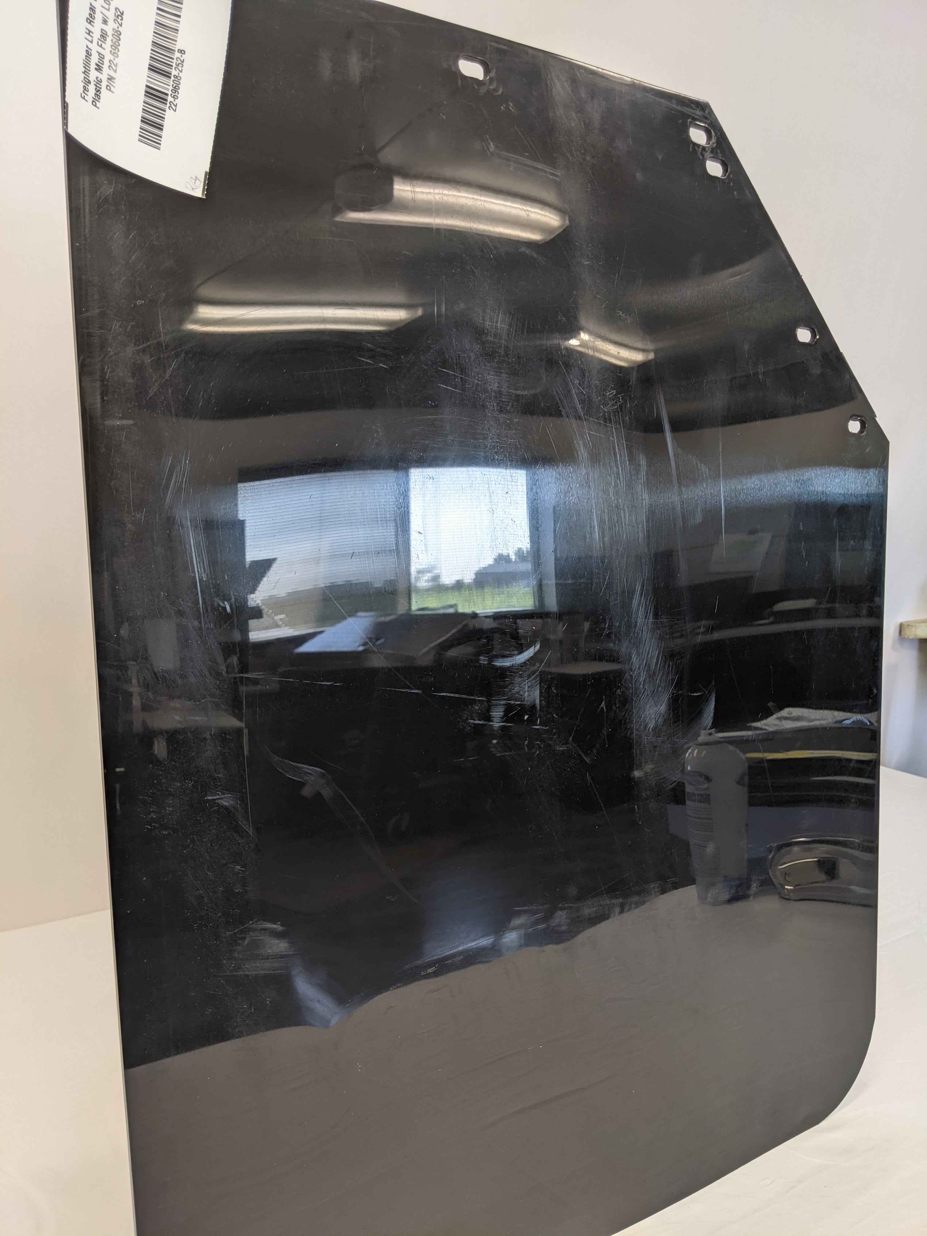 Freightliner LH Rear Black Plastic Mud Flap w/ Logo - P/N 22-69608-252