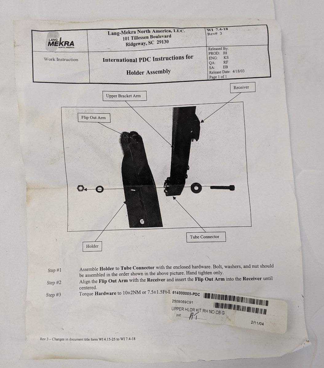 International RH Upper Mirror Holder Bracket - P/N 2509069C91