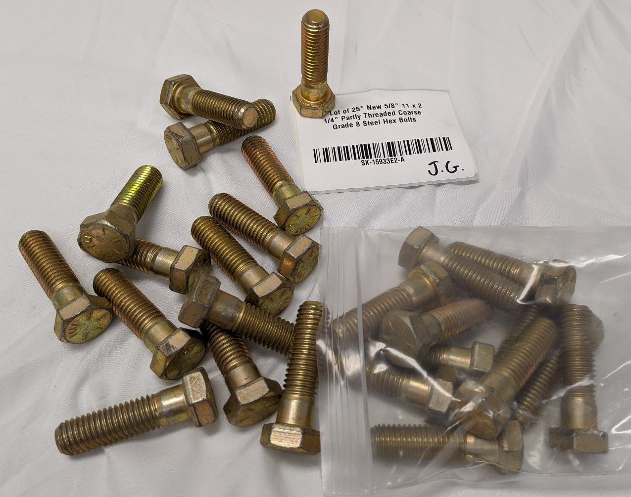 *Lot of 25* New 5/8"-11 x 2 1/4" Partly Threaded Coarse Grade 8 Steel Hex Bolts