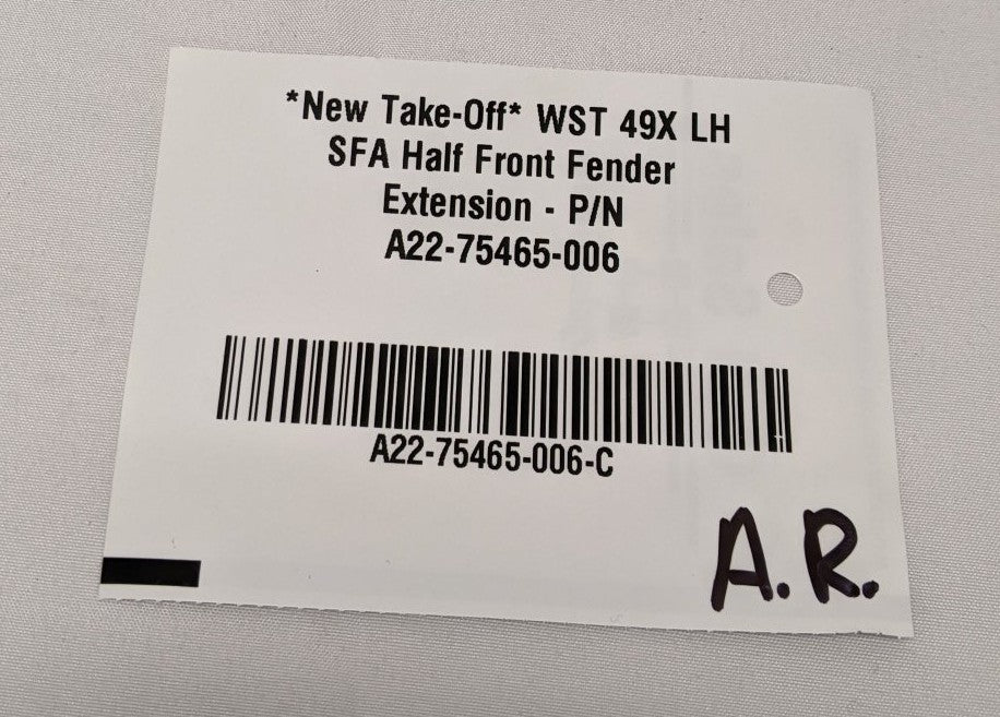 *New Take-Off* WST 49X SFA LH Half Front Fender Extension - P/N A22-75465-006