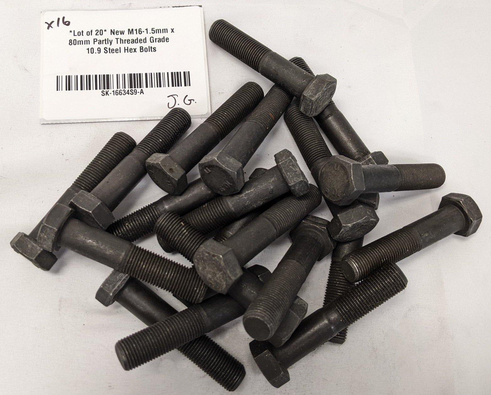 M16-1.5mm x 80mm Partly Threaded Grade 10.9 Hex Bolts | Lot/20