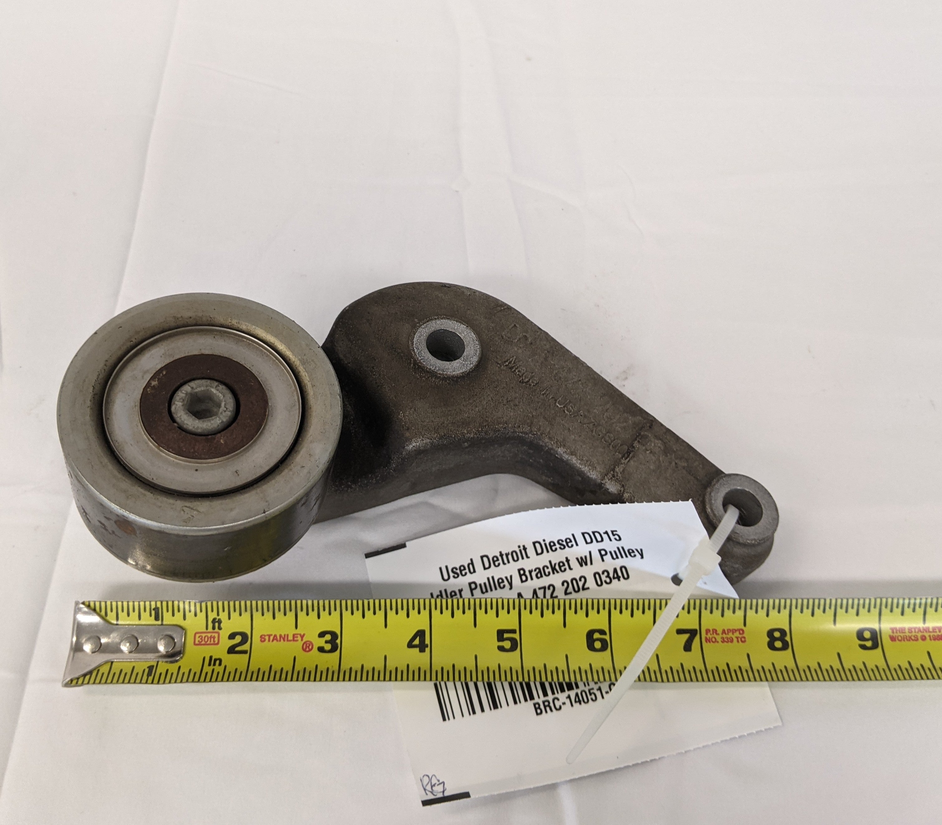 Used Detroit Diesel DD15 Idler Pulley Bracket w/ Pulley - P/N  A 472 202 0340 (10046445289788)