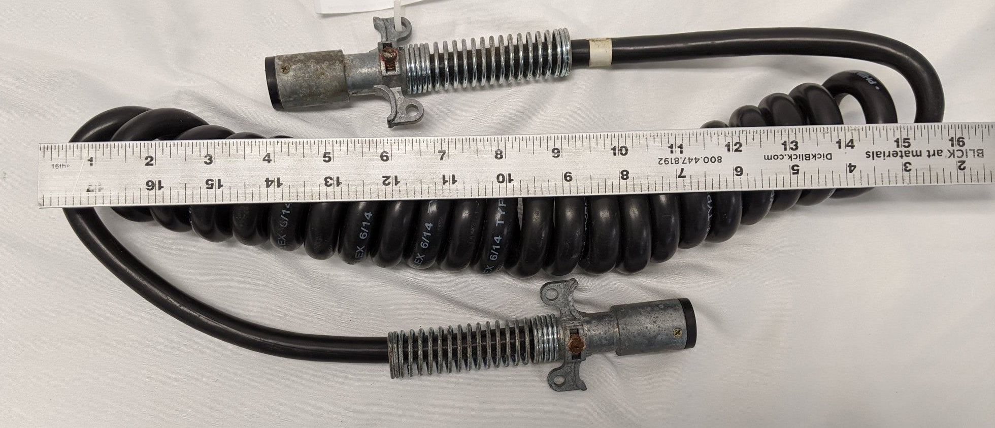 Used Phillips Duraflex 12' 6-Way 6/14 Ga. Coiled Electrical Trailer Cable