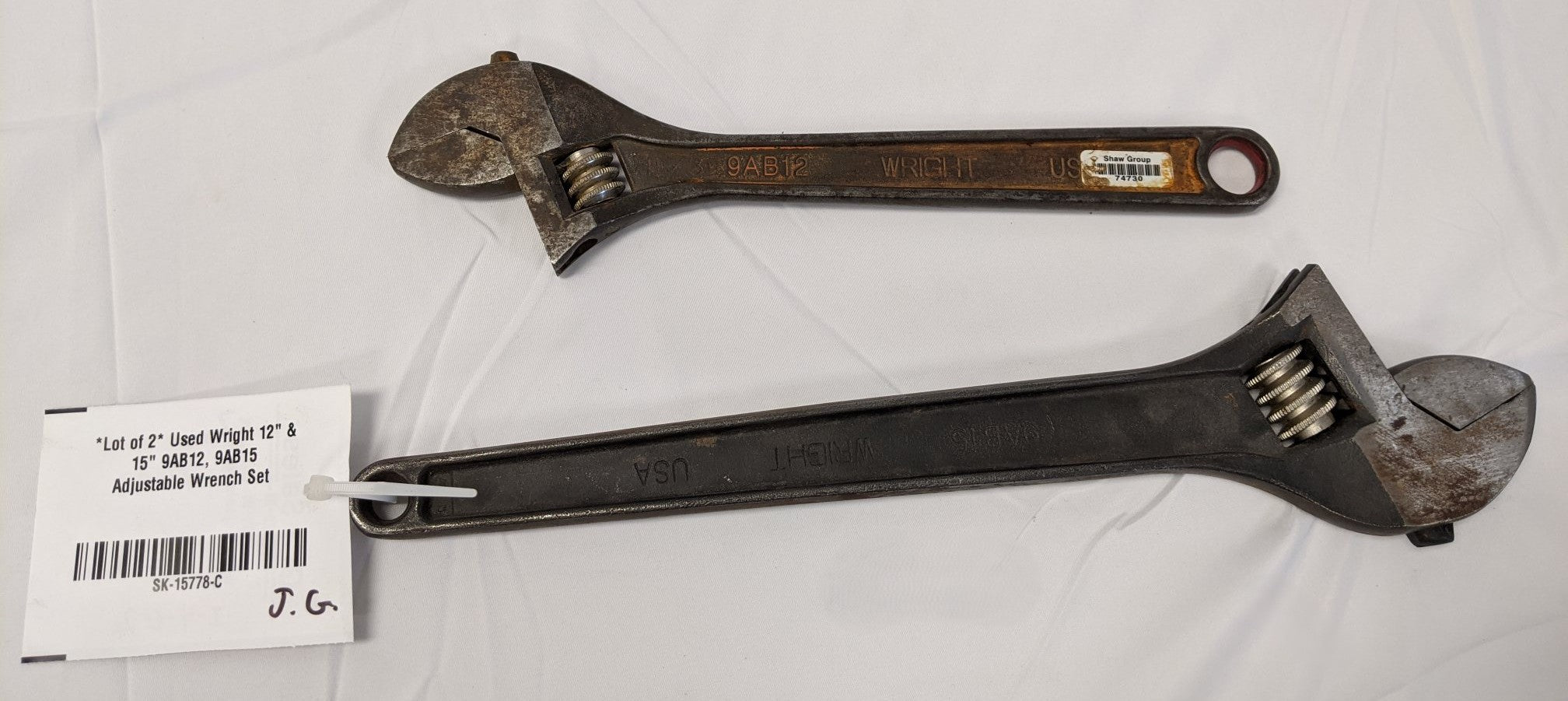 Wright Adjustable Wrench Set - 12", 15" - 9AB12, 9AB15