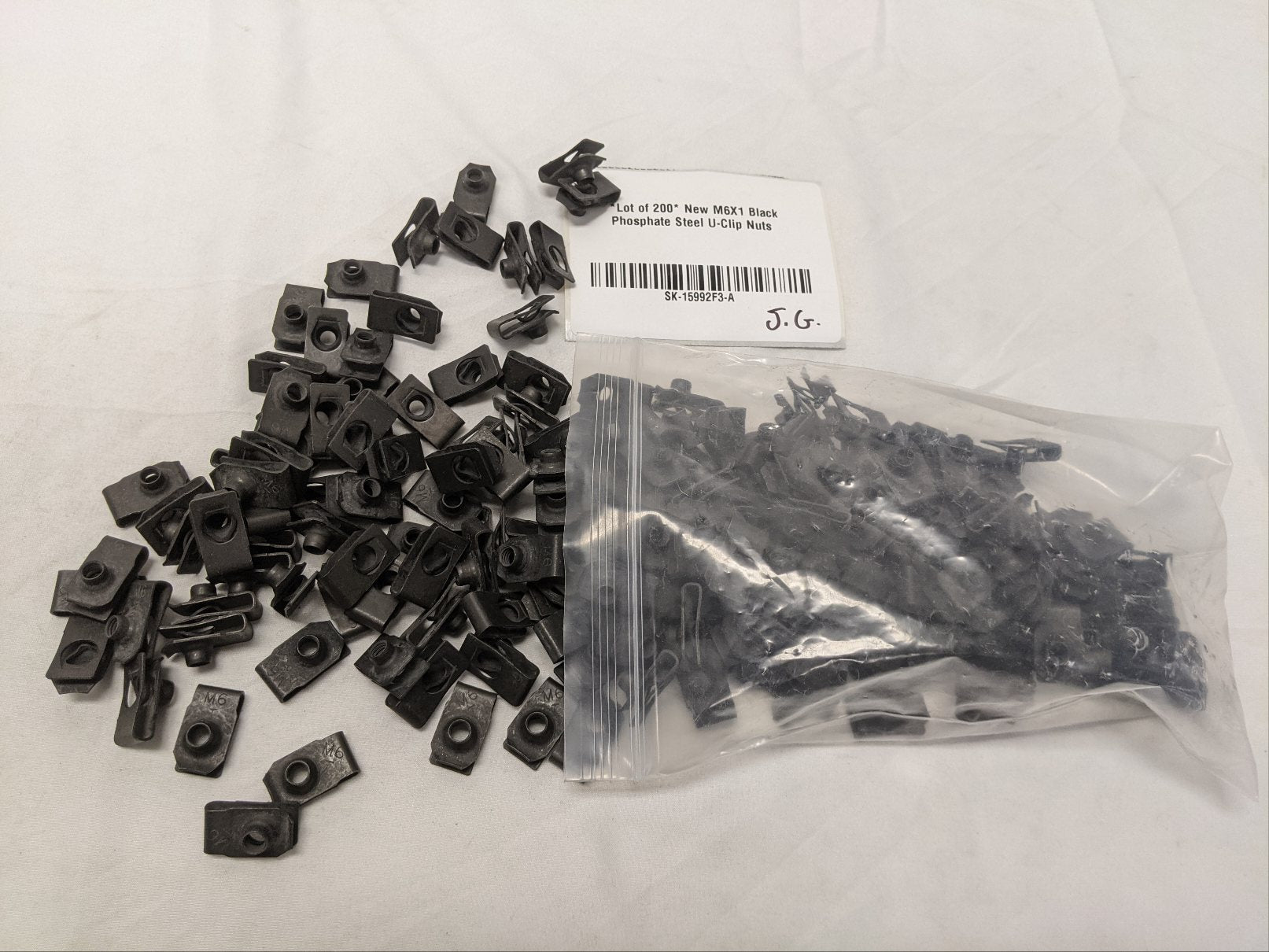M6X1 Black Phosphate Steel U-Clip Nuts - Lot of 200 - Speed Clip Fasteners