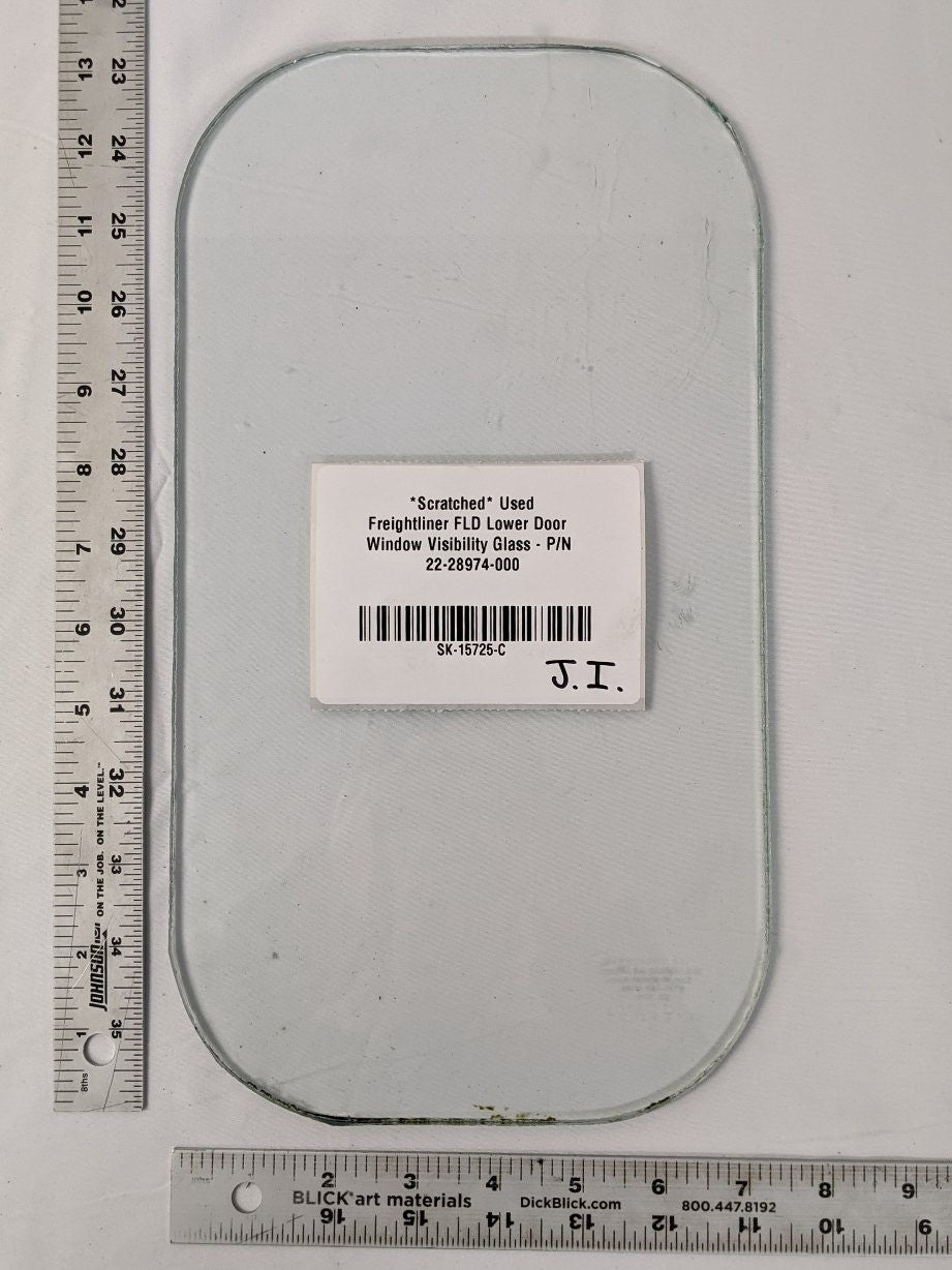 *Scratched* Freightliner FLD Lower Door Window Visibility Glass-P/N 22-28974-000