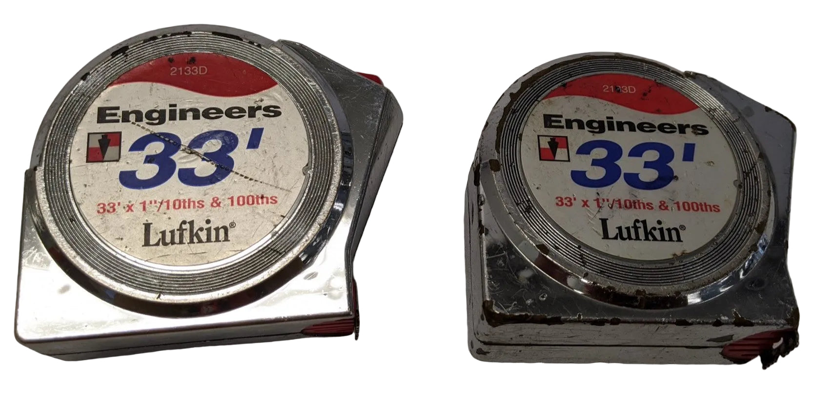 Lufkin Engineers Tape Measure 33 FT Lot of 2 - 10ths 100ths Scale 2133D