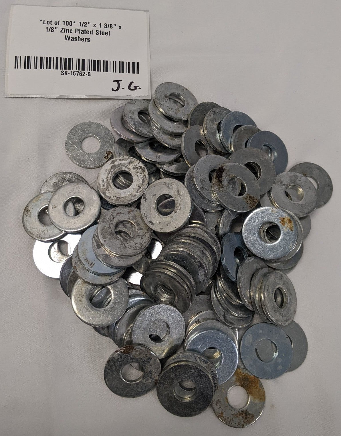 *Lot of 100* 1/2" x 1 3/8" x 1/8" Zinc Plated Steel Washers