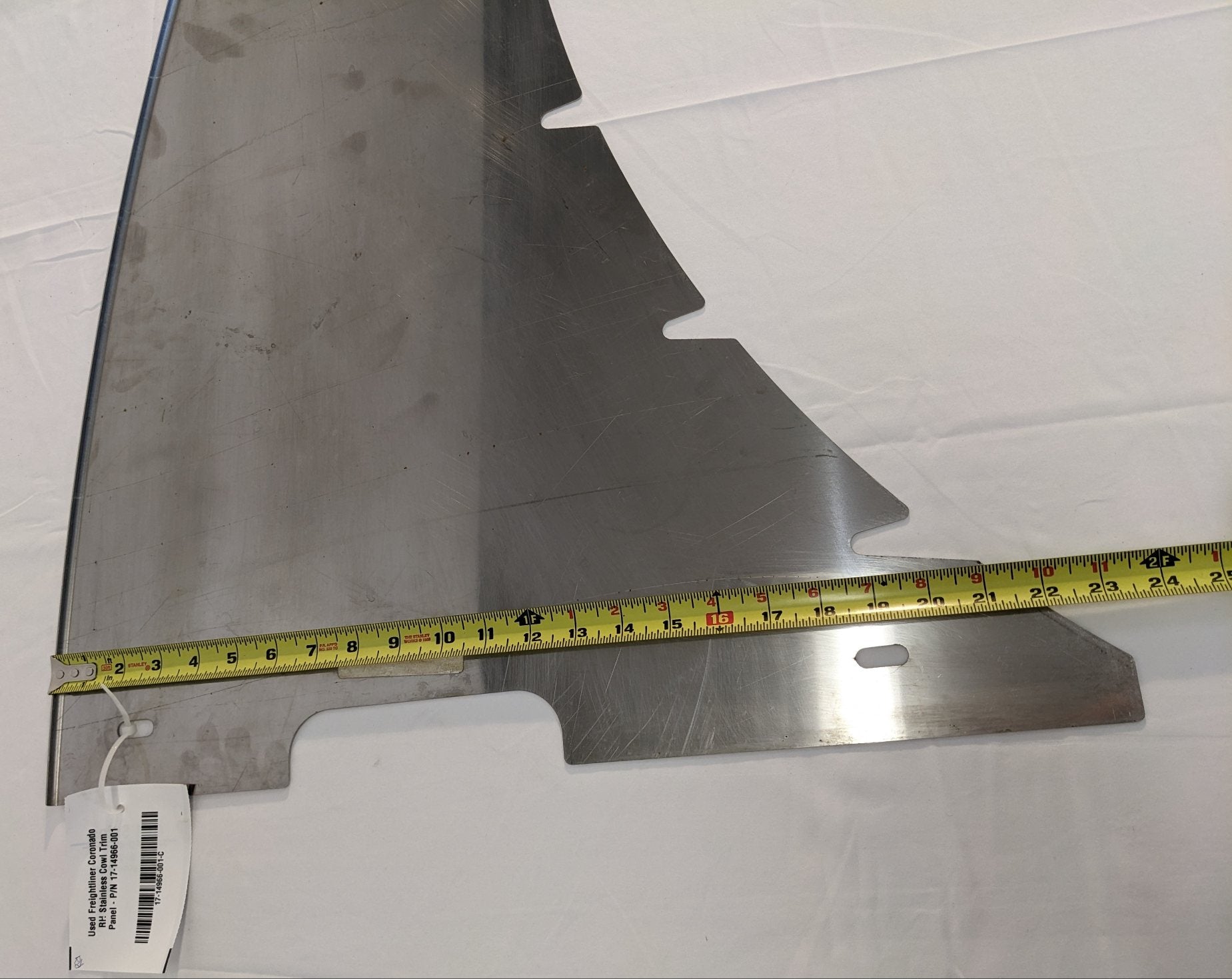 Used Freightliner Coronado RH Stainless Cowl Trim Panel - P/N 17-14966-001 (10089927508284)