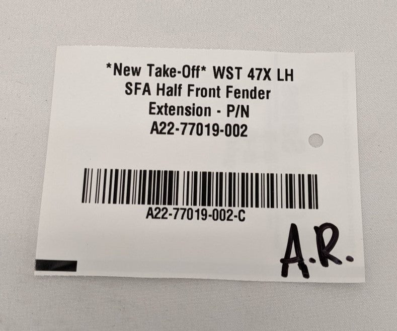 *New Take-Off* WST 47X SFA LH Half Front Fender Extension - P/N A22-77019-002