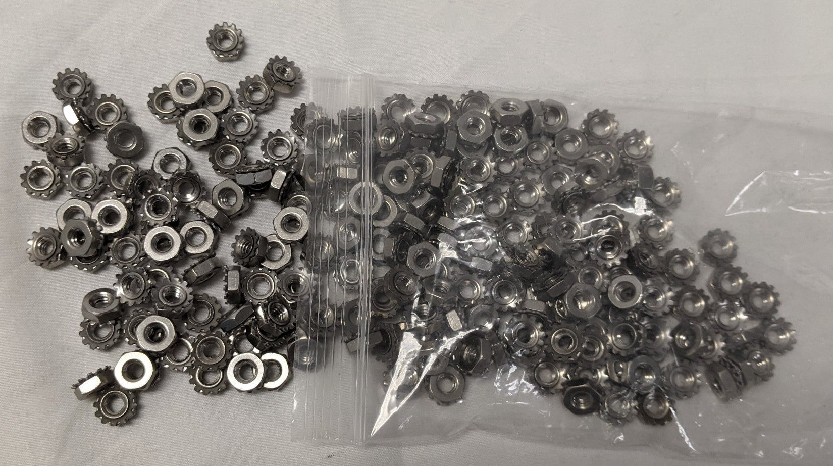 #10-24 Stainless Steel Keps Nuts - Lot of 200 - 18-8 Lock Nuts with Washer