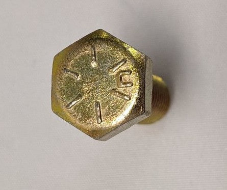 3/8"-16 x 1" Grade 8 Hex Bolts - Yellow Zinc Plated, Fully Threaded, Lot of 50