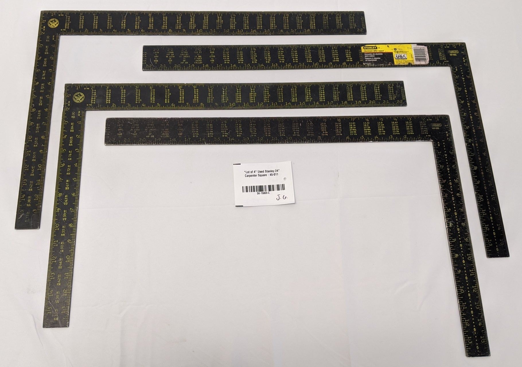 Stanley 24" Carpenter Square - Framing Square 45-011, Aluminum, Lot of 4 Used