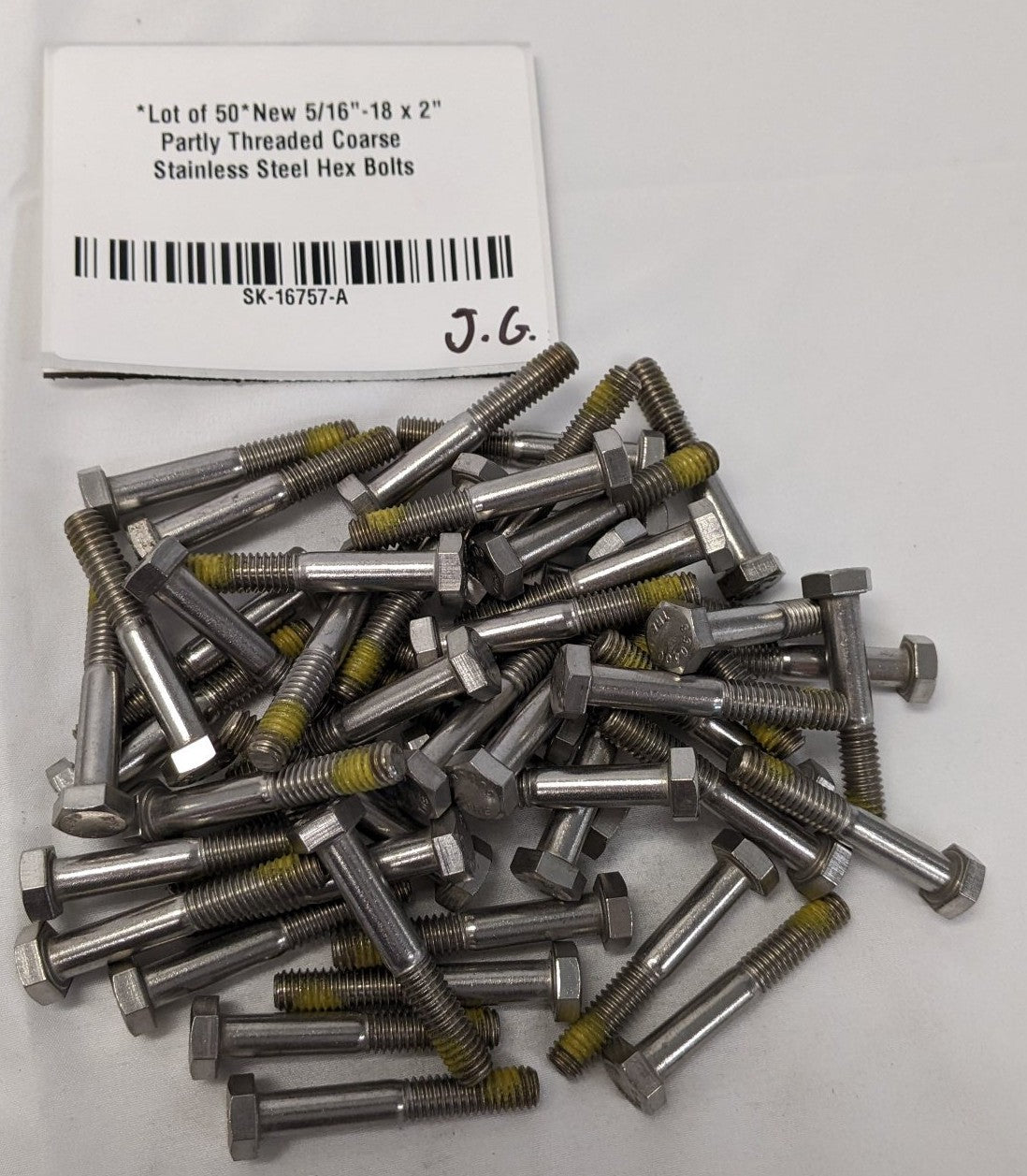 *Lot of 50*New 5/16"-18 x 2" Partly Threaded Coarse Stainless Steel Hex Bolts