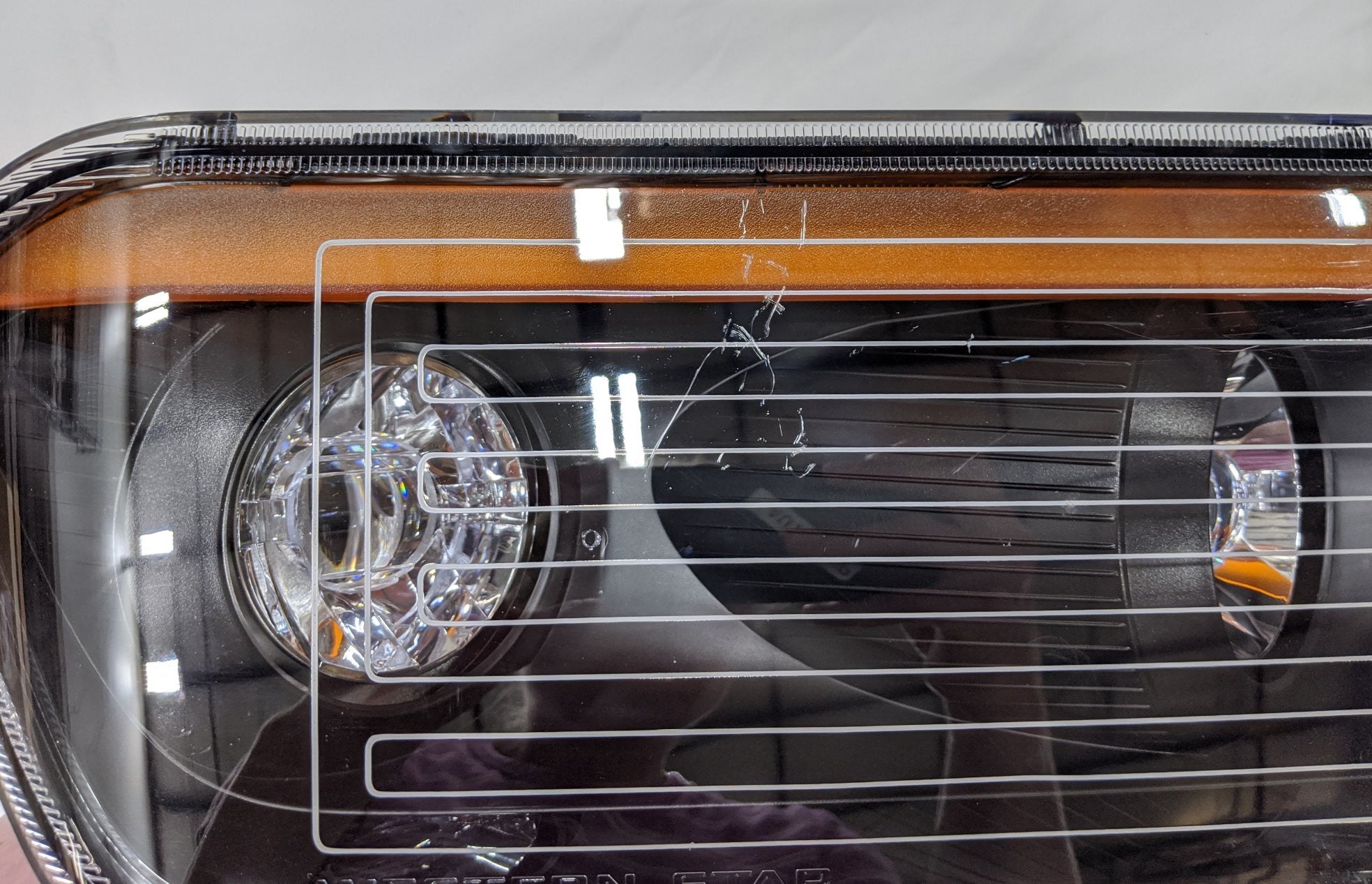 Used Western Star SBA 49X / 47X RH HTD Amber LED Headlamp - P/N  A66-22327-007 (8343839375676)