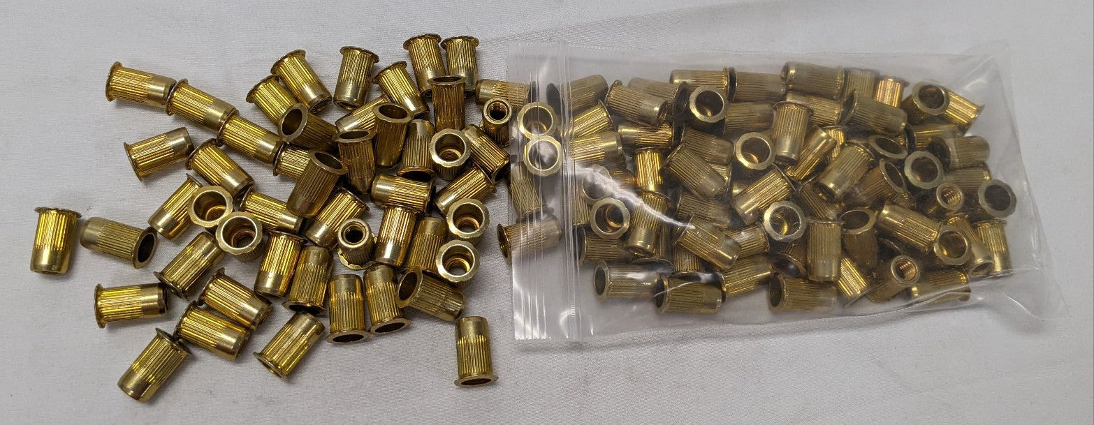 *Lot of 100* 1/4"-20 Large Flange Steel Yellow Zinc Plated Ribbed Rivet Nuts