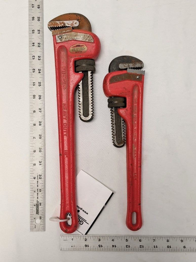 *Lot Of 2* Used Ridgid 14", 18" Steel Straight Pipe Wrenches