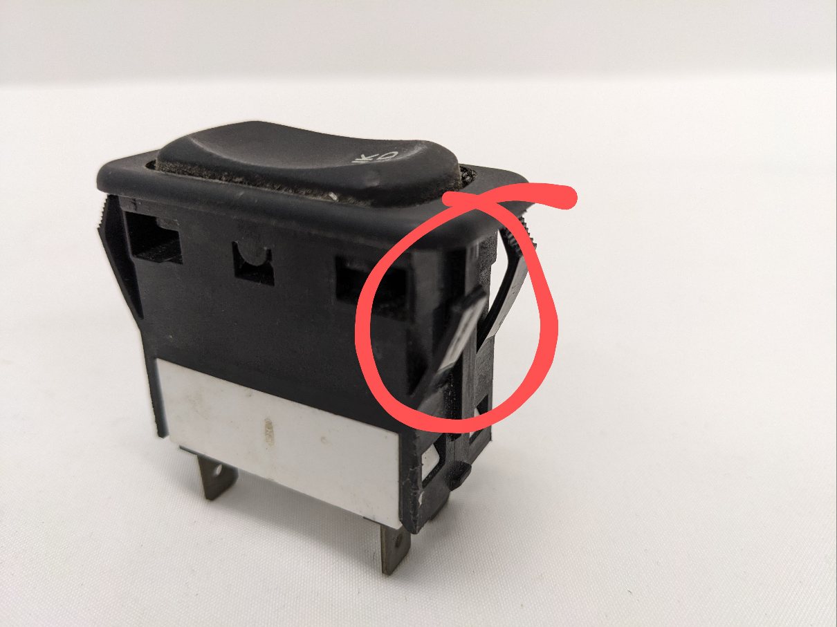 Damaged Freightliner HVAC Bunk Override Rocker Switch - P/N A06-30769-102 (10119428768060)