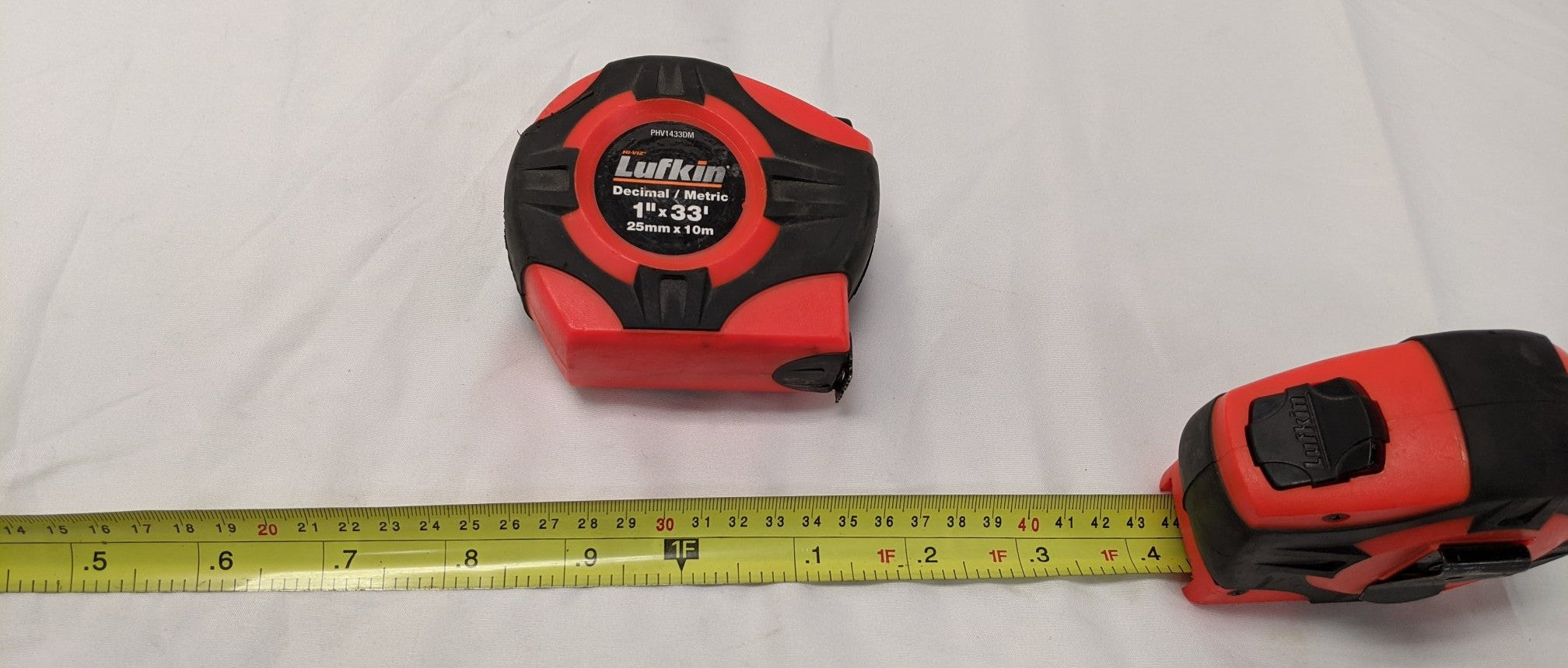 Lufkin Hi-Viz Tape Measure 33 FT Lot of 2 - Decimal Metric 1" Blade PHV1433DM