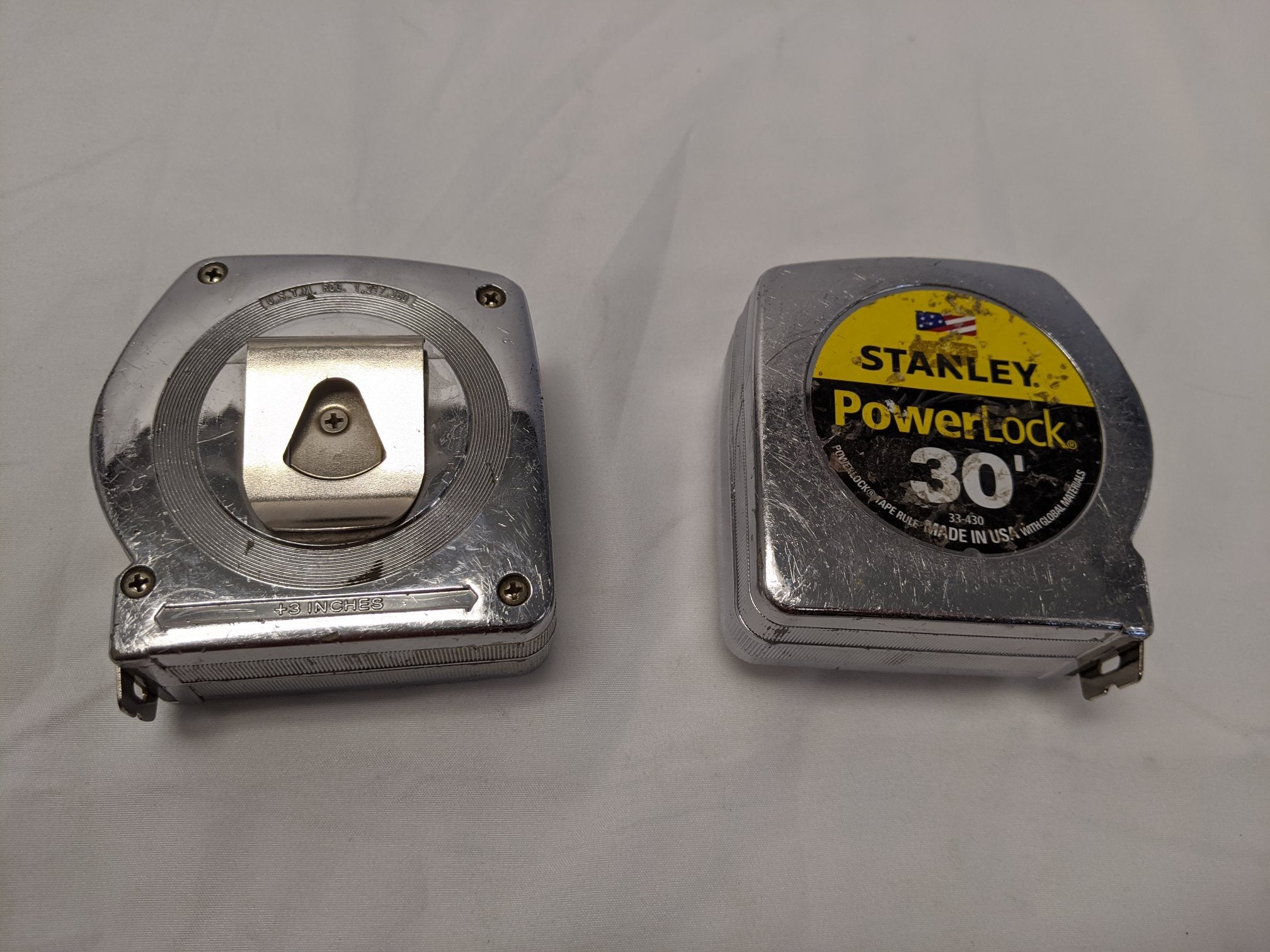 Stanley PowerLock Tape Measure 30 FT Lot of 2 - 1" Blade Belt Clip 33-403
