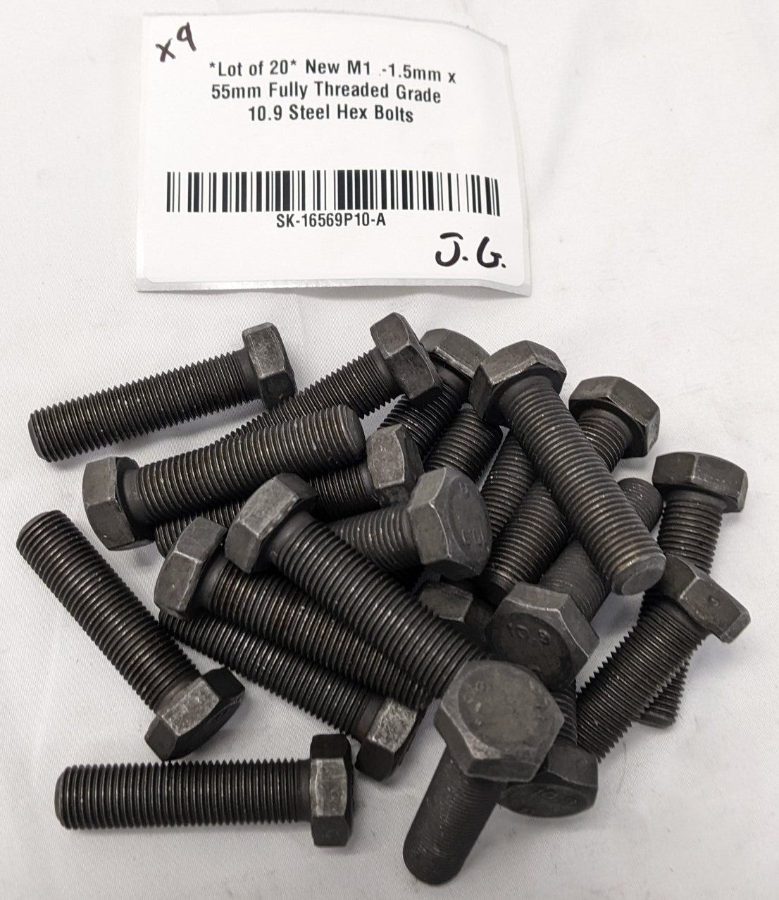 *Lot of 20* New M14-1.5mm x 55mm Fully Threaded Grade 10.9 Steel Hex Bolts