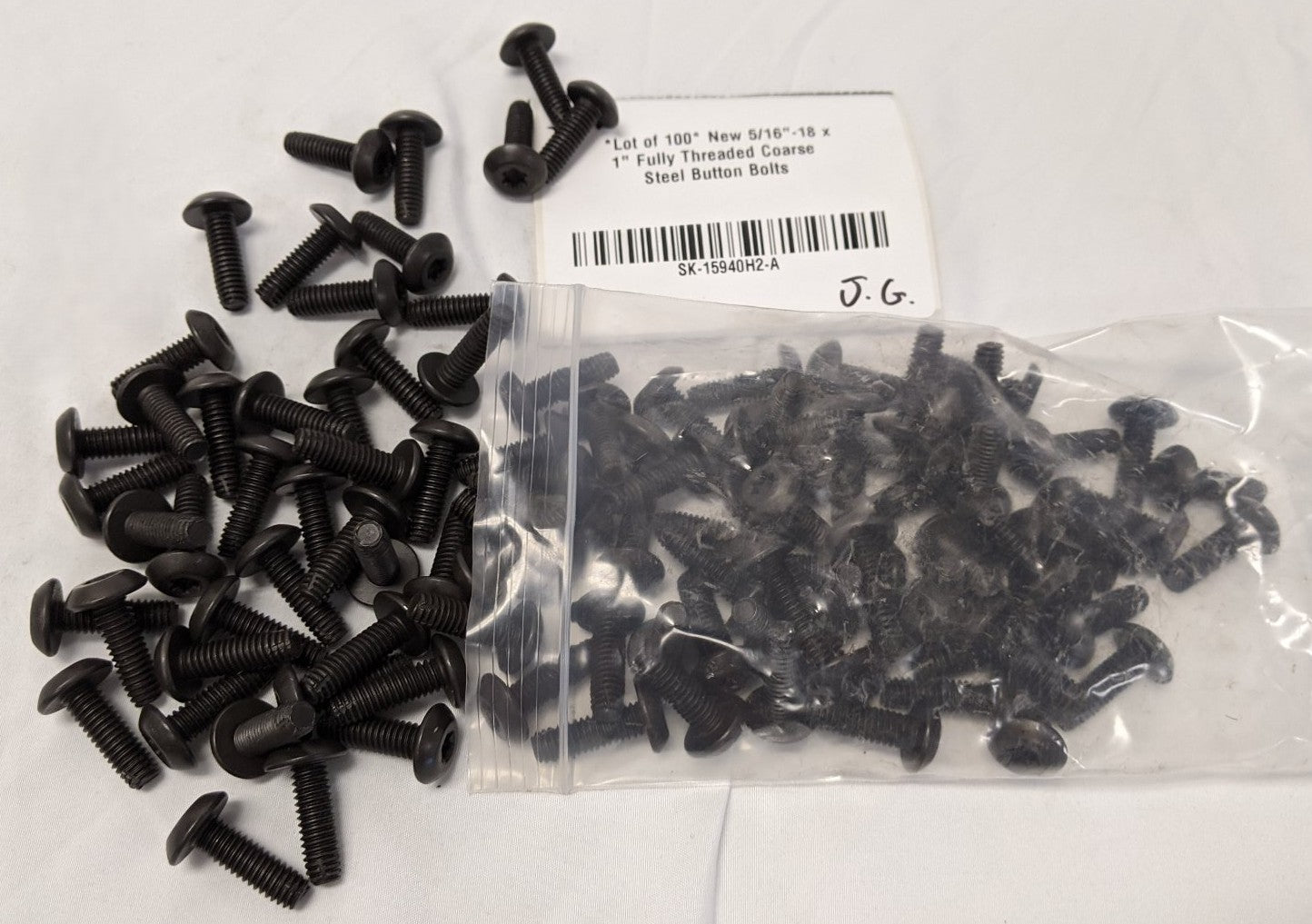 *Lot of 100* New 5/16"-18 x 1" Fully Threaded Coarse Steel Button Bolts