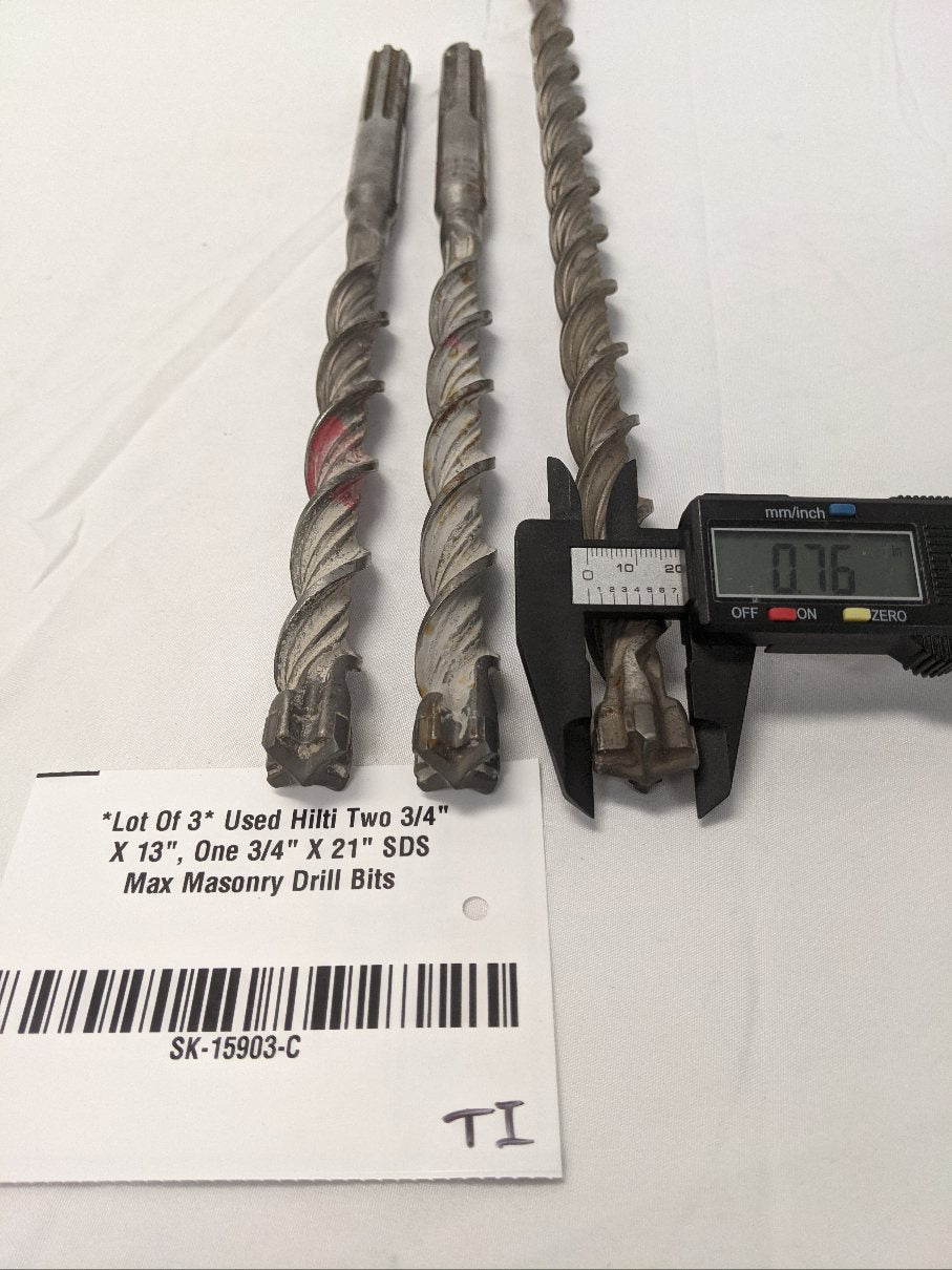 Hilti 3/4" SDS Max Masonry Drill Bits | Lot of 3 | Tungsten Carbide | 13" & 21"