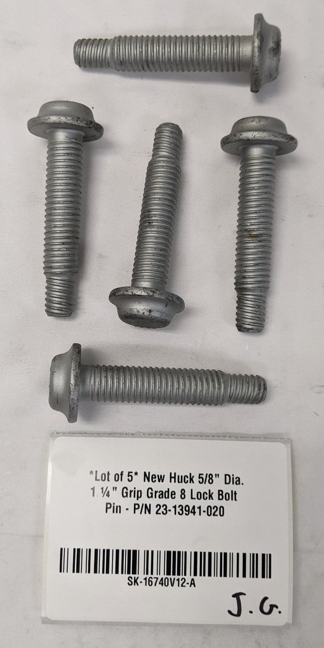 *Lot of 5* New Huck 5/8" Dia. 1 ¼" Grip Grade 8 Lock Bolt Pin - P/N 23-13941-020