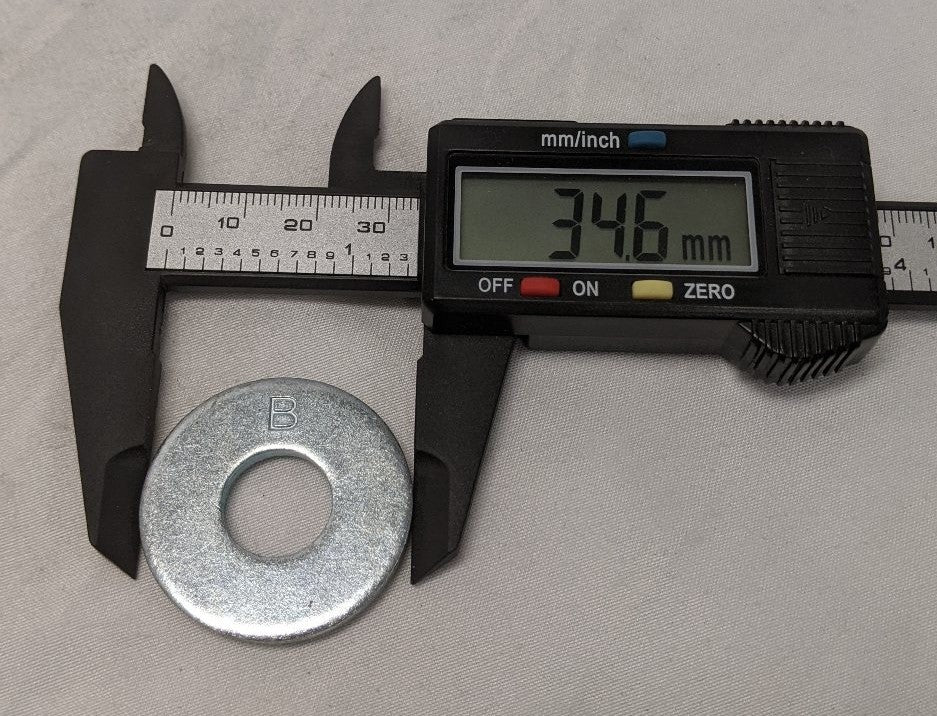 M14 Zinc Plated Steel B Washers - 34mm x 3mm - Lot of 100 - Heavy Duty Flat Washers