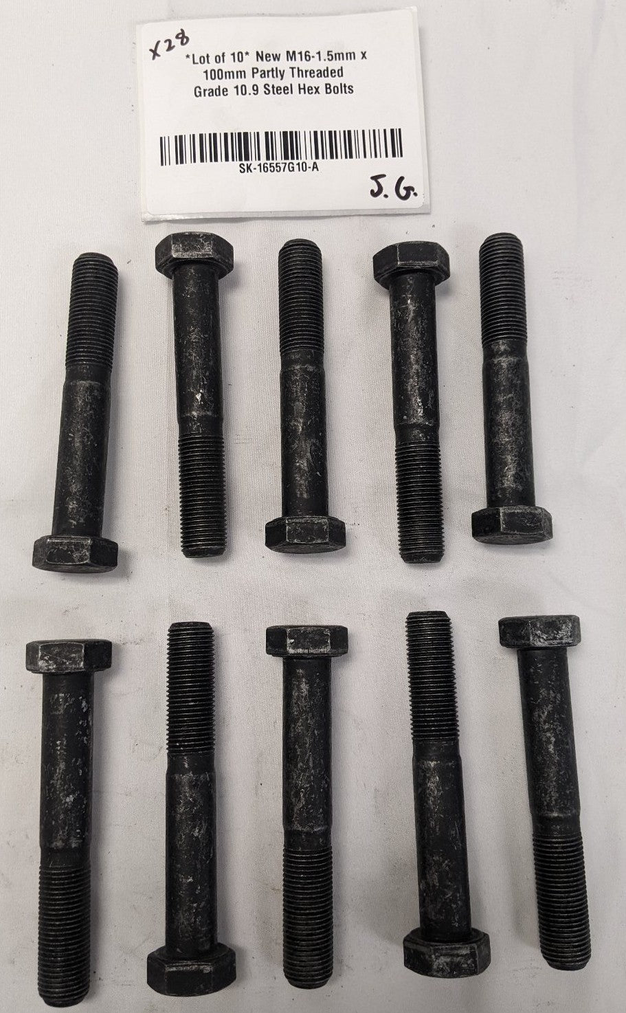 *Lot of 10* New M16-1.5mm x 100mm Partly Threaded Grade 10.9 Steel Hex Bolts