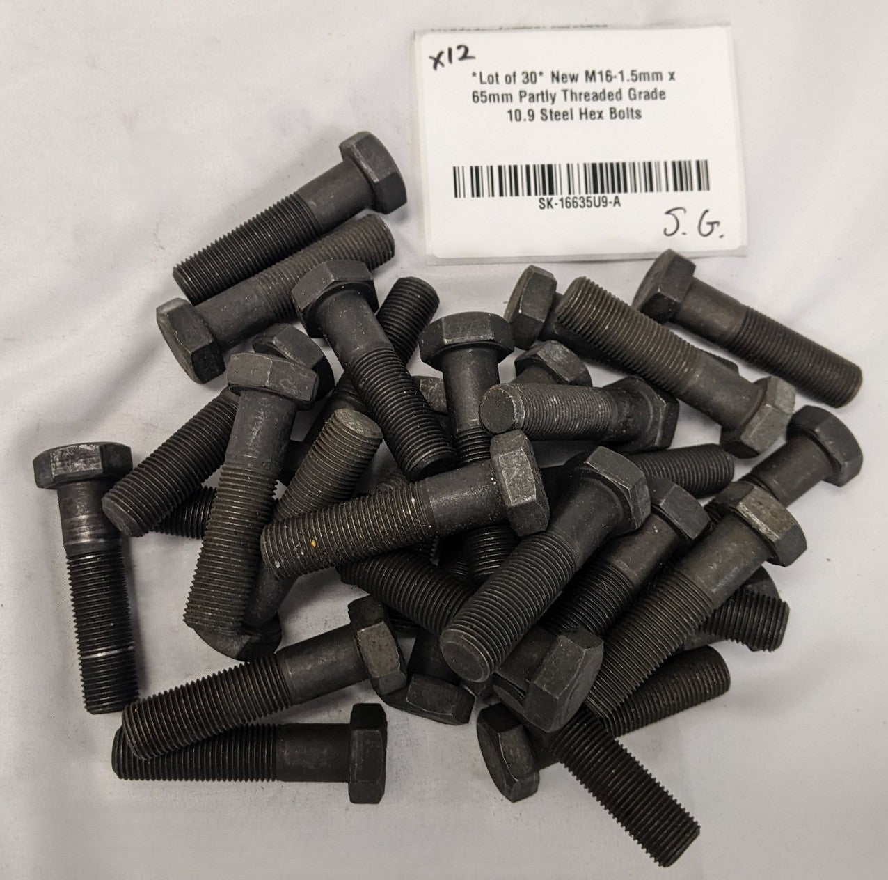 M16-1.5mm x 65mm Partly Threaded Grade 10.9 Hex Bolts | Lot/30