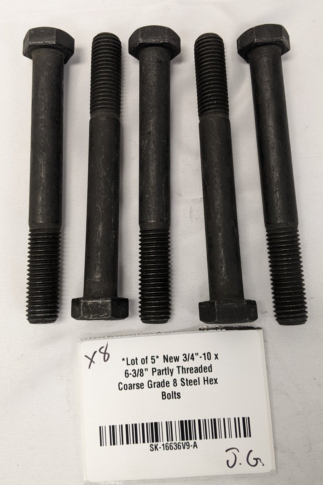 3/4"-10 x 6-3/8" Coarse Grade 8 Black Oxide Hex Bolts | Lot/5