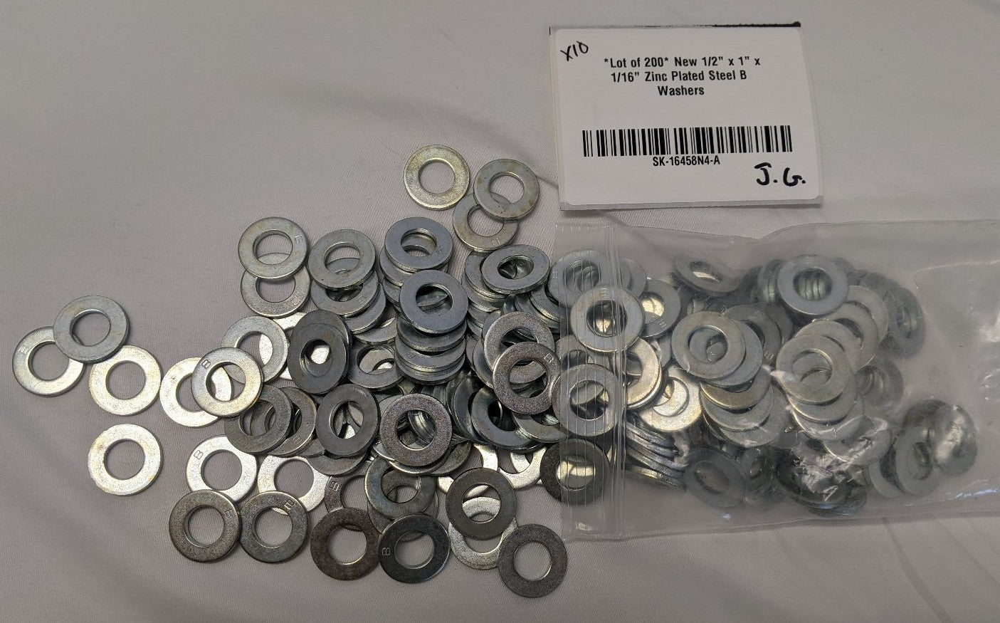 *Lot of 200* New 1/2" x 1" x 1/16" Zinc Plated Steel B Washers