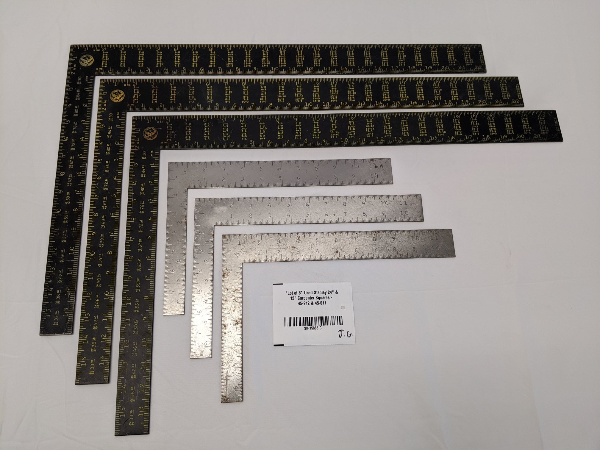 Stanley Carpenter Squares - 24" & 12" Framing Squares, 45-011 & 45-912, Lot of 6