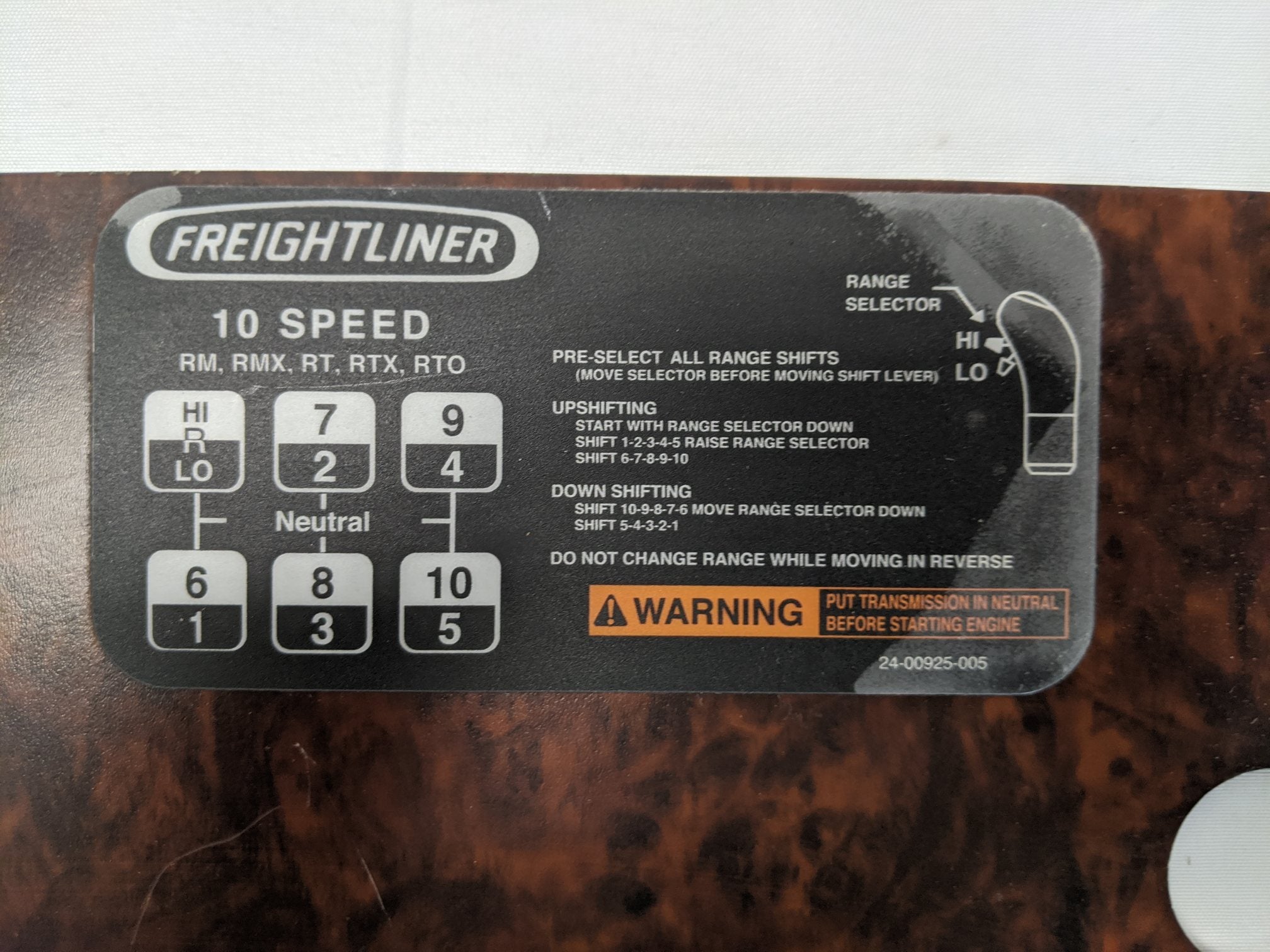 Used Freightliner Columbia Blank Instrument Dash Panel - P/N 22-45867-000