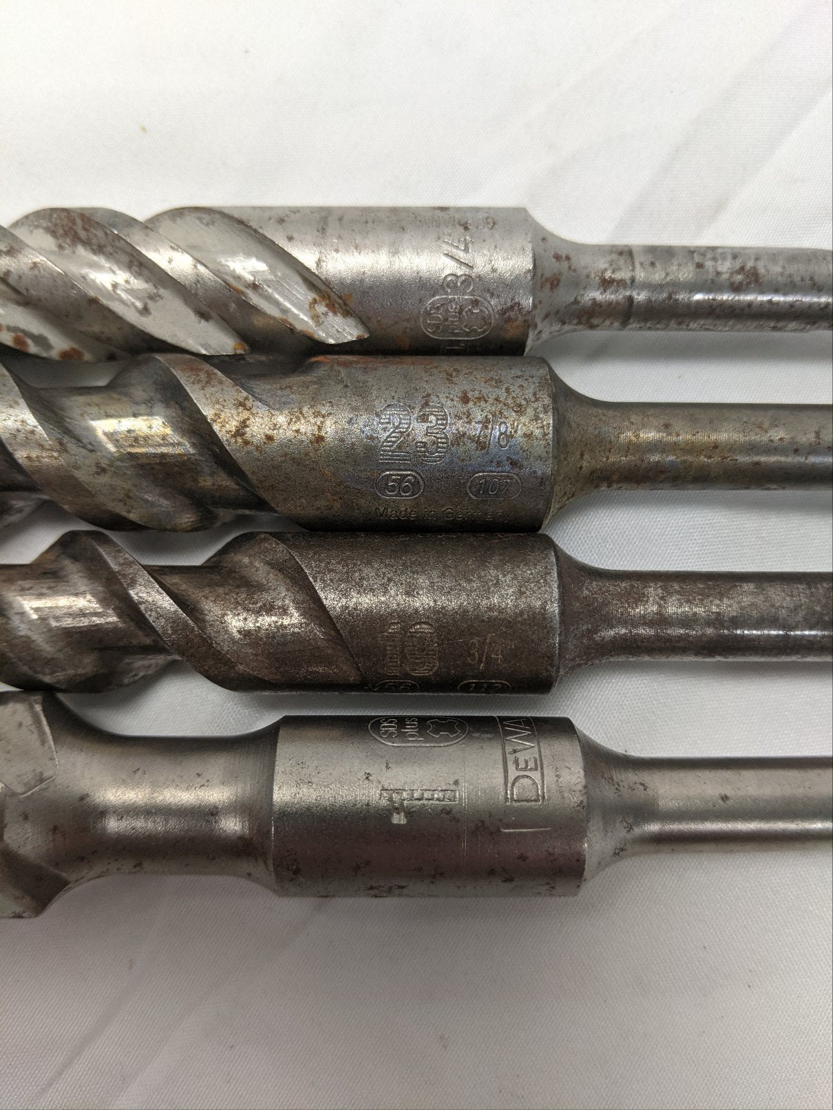 SDS Plus Masonry Drill Bits | Lot of 4 | 3/4" 7/8" 1" | Dewalt | 10"-12"