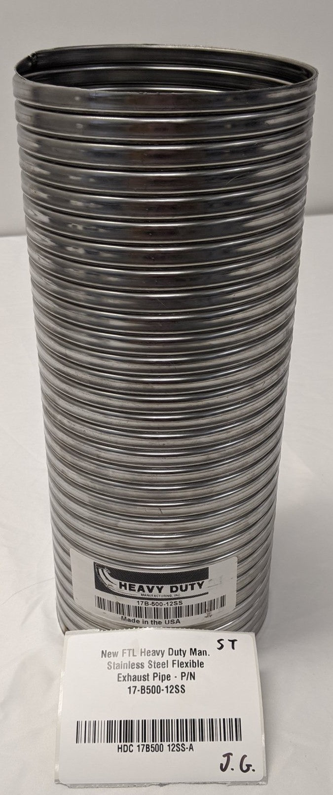 Heavy Duty 5" Stainless Steel Flexible Exhaust Pipe - P/N 17B-500-12SS